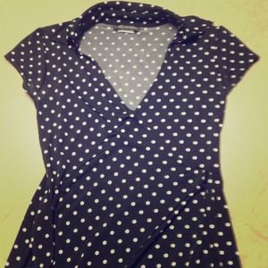 Black and white polka dot wrap dress