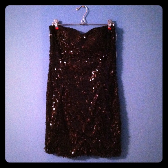 Strapless all black sequined dress!