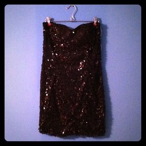 Strapless all black sequined dress!