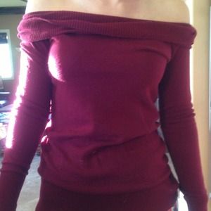 Maroon/red off the shoulder sweater