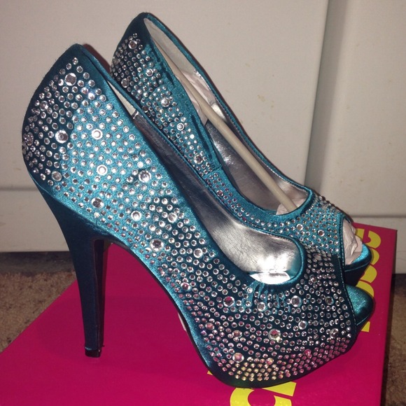 Blue Bedazzled Heels - Picture 2 of 4
