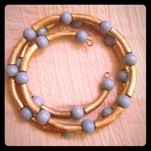 Blue and gold wraparound bangle