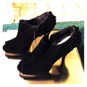 Black peep toe ankle booties