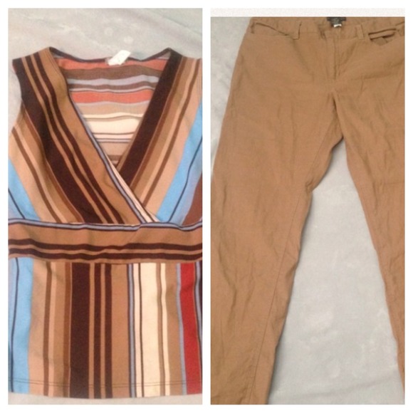 Stretch linen pants and fitted tank bundle