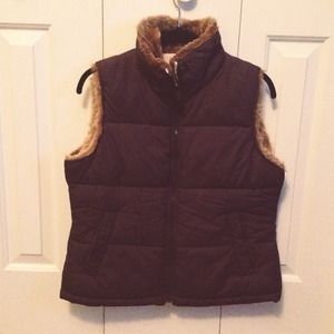 Reversible Puffer Vest  with Faux Fur