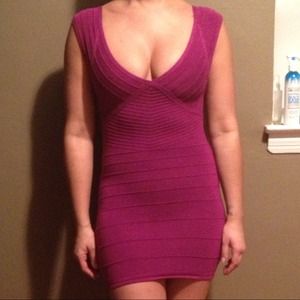 Purple mini bandage dress
