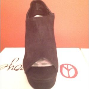 Brand New In Box. Black PeepToe Wedge