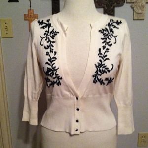 Off white sweater with black beading