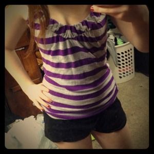 Purple and gray stripped tank
