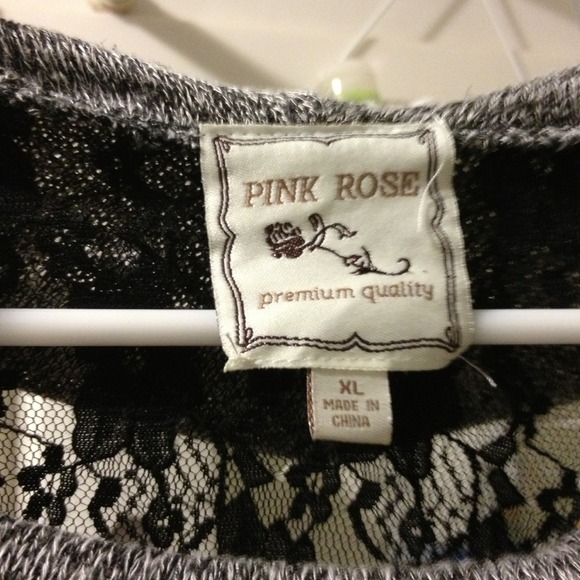 🎉REDUCED! Drape Collar Black & Gray Lace-Back Top - Picture 3 of 4