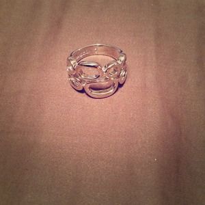 Silver block high fashion ring