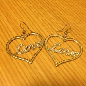 Gold love earrings