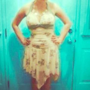 White & Blue Flowered Dress