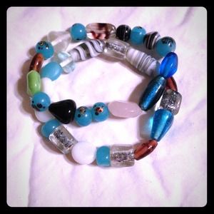 Turquoise glass beaded bracelets