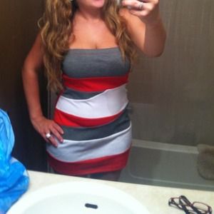 Red, White & Grey Dress