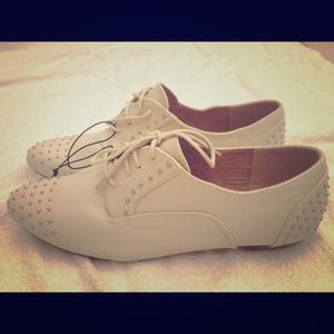 Cream color studded oxfords