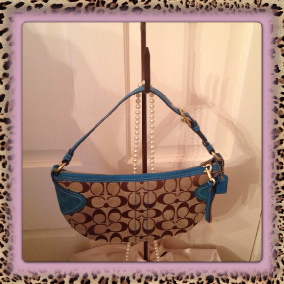 Coach Handbags - Teal Signature Coach Small Hobo