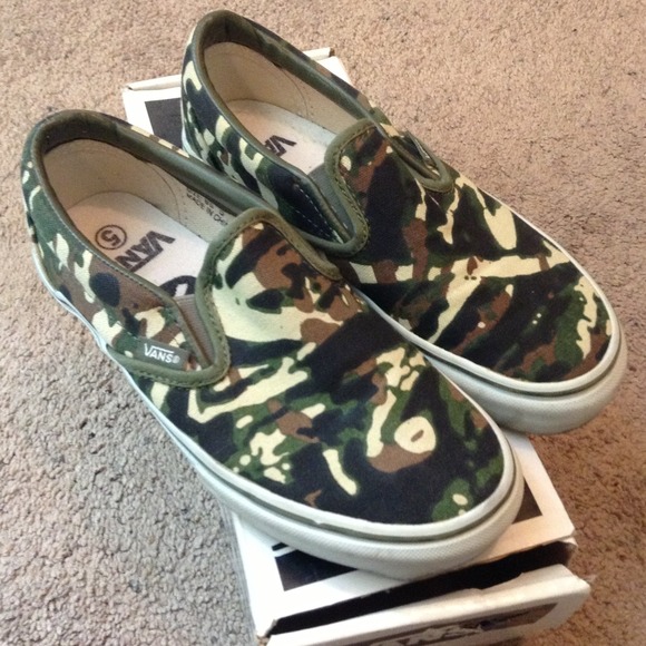 Camp print Vans slip-on 5y/7womens
