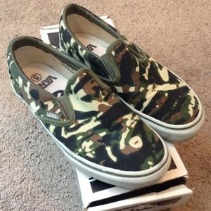 Camp print Vans slip-on 5y/7womens