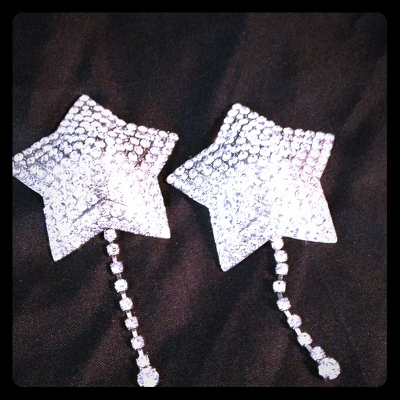 Brand new never worn silver rhinestone pasties