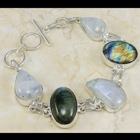 .925 Genuine Labradorite,Moonstone Bracelet - NWOT