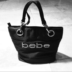 SOLD-BEBE Logo Rhinestone Small Purse