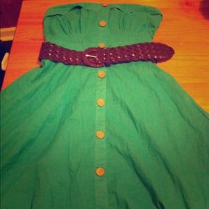 Strapless sundress with belt