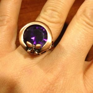 Copper tone amethyst butterfly ring