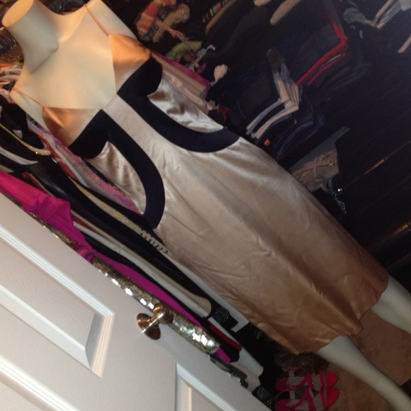 Julia nude and black silk dress
