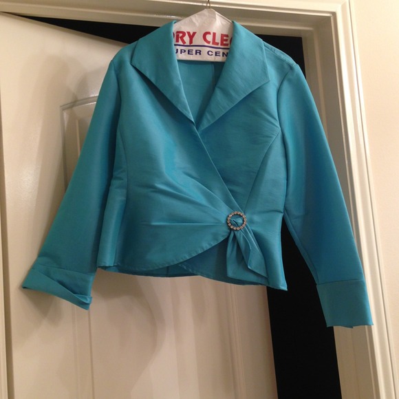 Talbots turquoise blouse sz 14
