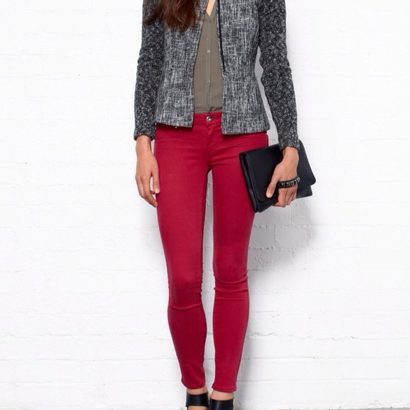 Red skinny jeggings