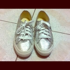 NWOT silver sneakers