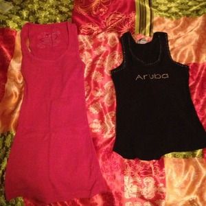 Two tank tops pink and black