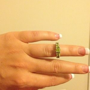 Sterling silver demantoid garnet ring