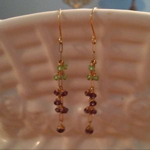 Purple and Green Crystal Earrings