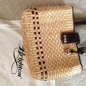 AUTHENTIC Brighton Straw bag w/Brown leather