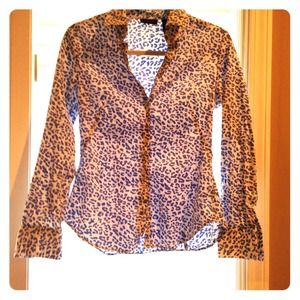 Blue and white button down shirt