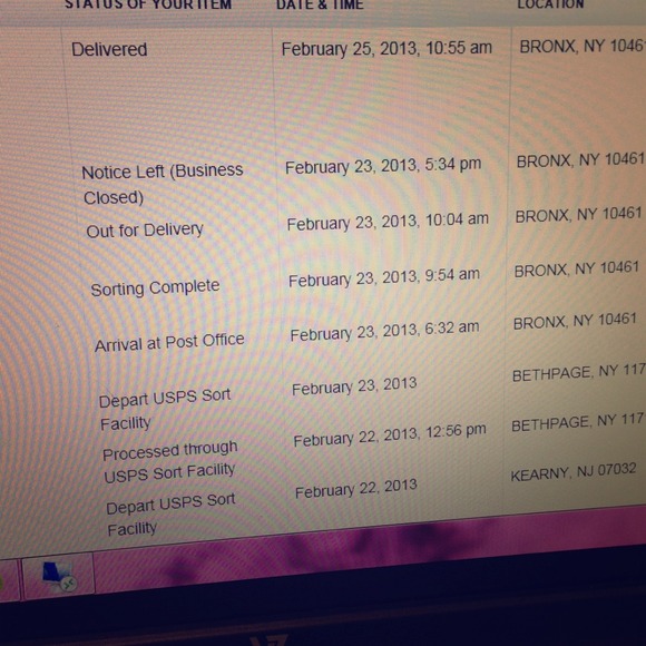Confirmation it was delivered