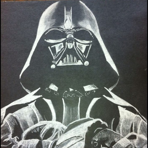 Original white charcoal drawing
