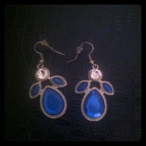 Dark blue and rhinestone earrings