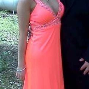 Coral long prom dress