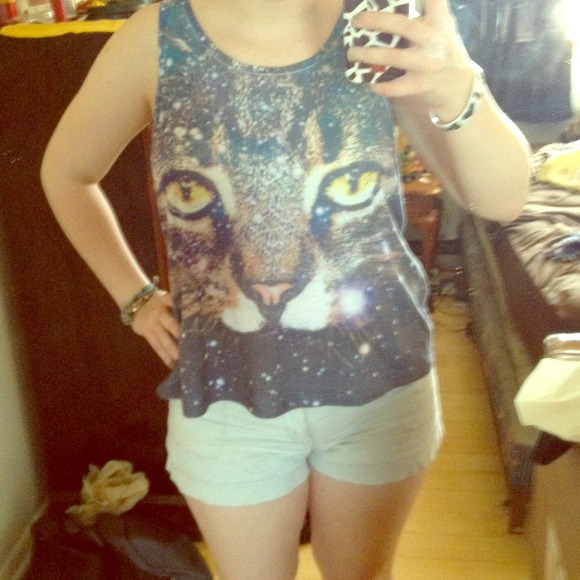 Cat galaxy racer back tank