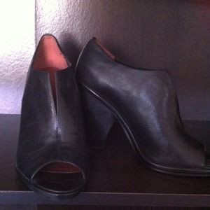 Black leather Booties