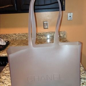 100% Authentic Chanel Rubber Clear Tote Handbag