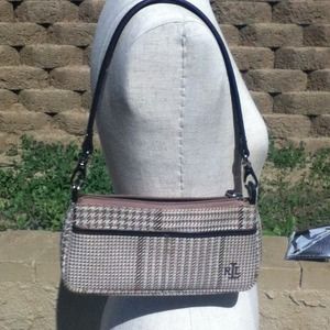 Great brown leather and Fabric Ralph Lauren Purse!