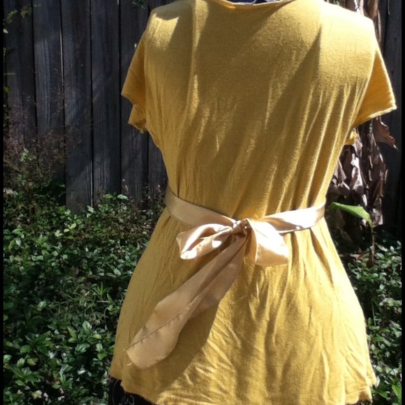 🎈SOLD🎈Charlotte Russe Mustard Blouse with Lace - Picture 3 of 4