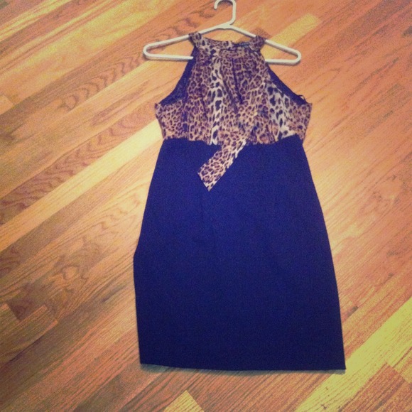 cute dress! animal print silk top w/ stretchy blk