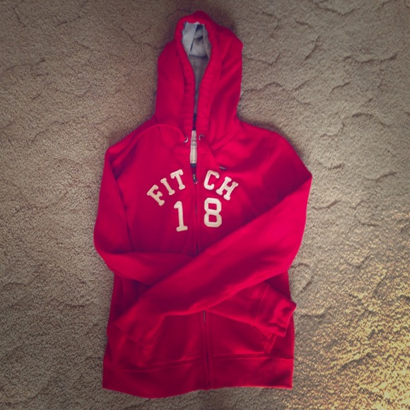 Large a&f red hoodie
