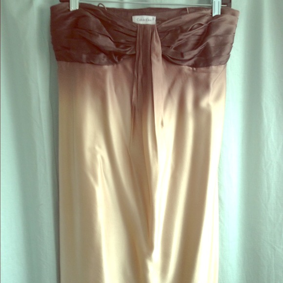 Calvin Klein Strapless Silk Dress