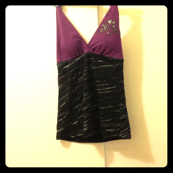 SoCal purple and black spaghetti strap halter top